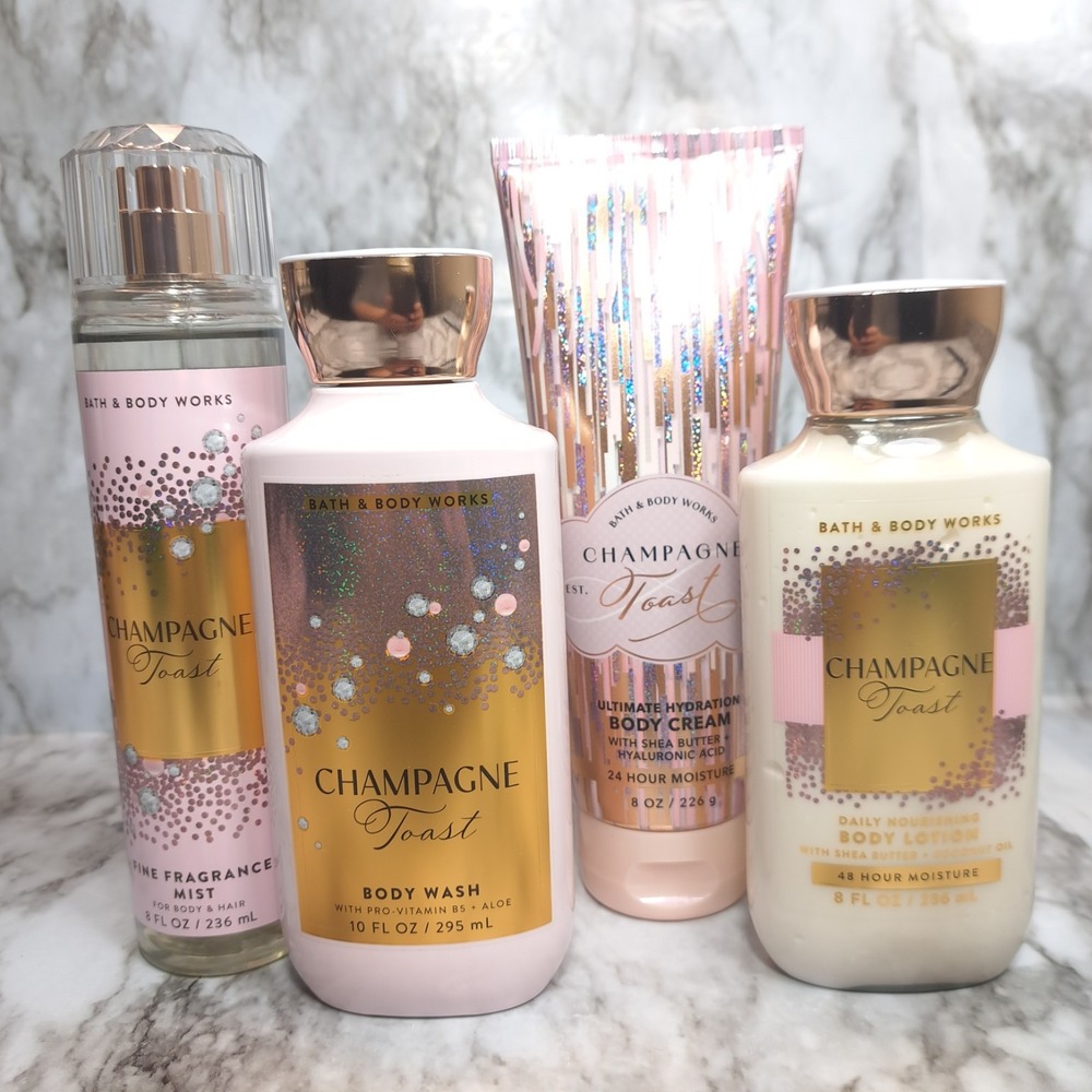 Bath and Body Works Champagne Toast Gift SET Full Size 4 Pc NEW